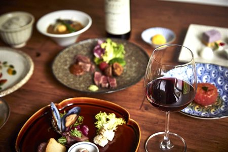 信州の山の幸を使った和フレンチの夕食